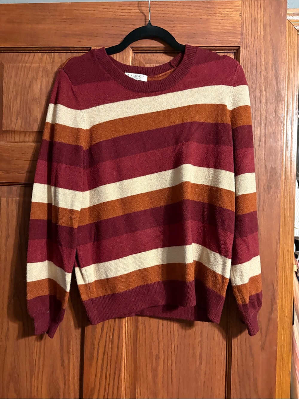 Liverpool Striped Crewneck Sweater - Burgundy, Cream & Rust